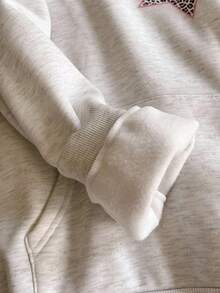 Teen Girl Casual Leopard Print & Star Pattern Pullover Sweatshirt, Suitable For Street & Campus Everyday Wear, Spring/Autumn/Winter Fall - Multicolor - View 5