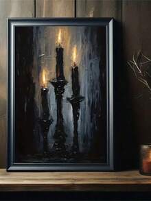 SHEIN 1 Mysterious Candle Poster Decorative Painting, Ghost Candle Art Print Popular Home Decor, Retro Canvas Painting, Halloween Abstract Poster, Dark Academia Style Room Decor, For Halloween Party, Unframed - Multicolor - View 6