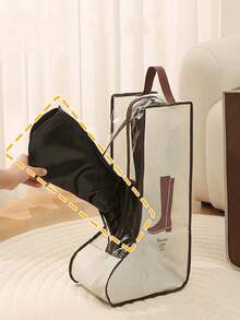 SHEIN Boots Storage Bag, Long Boots And Short Boots Storage Shoe Bag, New Fashion Transparent Shoe Boot Dust Cover, Boot Bags For Women's Tall And Ankle Boots,Travel Home Non-Woven Boot Bag, Zippered Boot Covers With Carry Handles, Thickened Waterproof Portable Handheld Boot Storage Bag, Protective, Breathable, And Space-Saving - Ideal For Travel, Closet Organization, And Shoe Protection, Suitable For Flat Shoes, Ankle Boots And High Boots - Clear - View 12