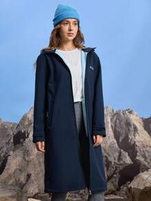 In My Nature 女士长袖拉链连帽长款户外雨衣夹克