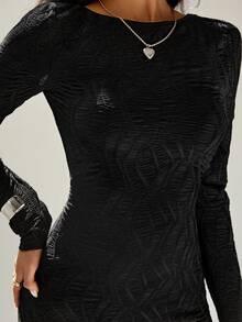 Chiquease Women's Elegant Black Textured Halter Neck Backless Slim Long Dress,Autumn Formal Dinner Evening Clothes For Graduation,Business Office Party Attire - Black - View 7