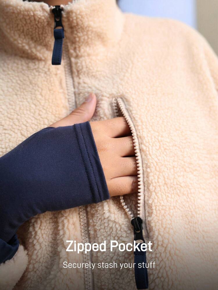 In My Nature 女士休闲立领户外抓绒外套，秋冬抓绒外套，女士户外服装，羊羔绒外套，泰迪熊外套，冬季外套，冬季保暖加厚抓绒外套，冬季外套，女士休闲户外外套，户外徒步外套，女士休闲外套，保暖外套，秋冬外套，加厚保暖外套，冬季外套，女士运动休闲外套，杏色侧袋外套，保暖外套，时尚外套，返校季，万圣节 - 棕色 - 查看 7