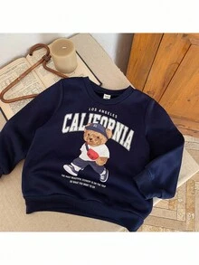 秋冬少女可爱熊图案针织休闲圆领卫衣