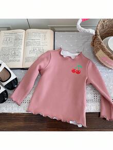3pcs Baby Girl Ruffle Collar Casual Thickened Fleece Top Set, Autumn/Winter - Multicolor - View 3