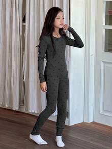 DAZY 青少年女孩休闲家居服睡衣，秋季 - 灰色 - 查看 3