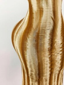 Y2K Amplova 复古浪漫大领口细肩带蝴蝶结露背褶皱高开衩修身长裙 金色鸡尾酒礼服 金色服装 金色套装 女装 - 金色 - 查看 6