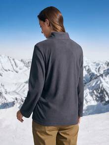 In My Nature 女士拉链半开襟长袖宽松户外羊毛夹克 - 深灰色 - 查看 6