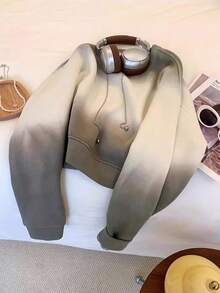 SHEIN CURVE+ Áo nỉ cổ tròn Ombre Regular mới phổ biến dành cho nữ - Nhiều màu - Xem 1