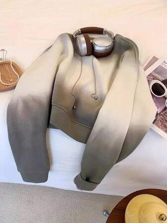 SHEIN CURVE+ Popular New Ombre Regular Women Crew Neck Sweatshirt