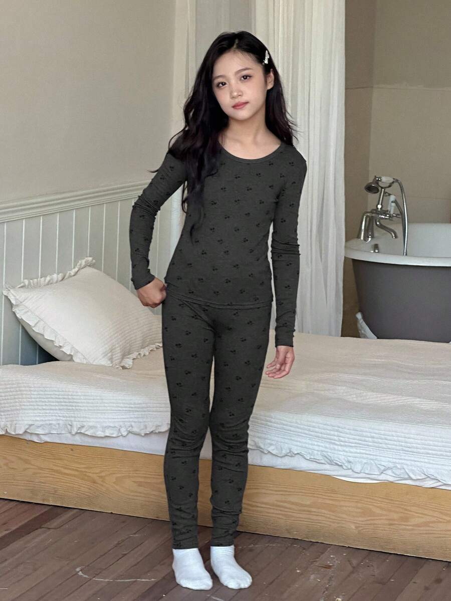 DAZY 青少年女孩休闲家居服睡衣，秋季 - 灰色 - 查看 1