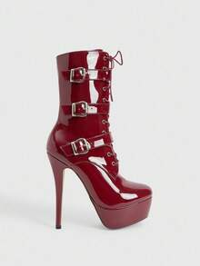 Cuccoo CUCCOO LuxiPop Botas de tobillo con plataforma alta, tacón fino y versátil, con cremallera lateral, adecuadas para Navidad, Halloween, festivales de música y otoño