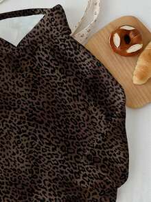 SHEIN EZwear Sudadera con capucha estampado de leopardo vintage punk gótico, adecuada para otoño/invierno, aeropuerto, ropa de calle, Y2K, ropa de exterior