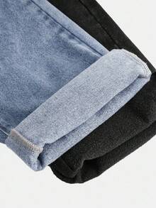 2件装女童宽松保暖牛仔裤，秋季服装，黑色和蓝色，女童冬季牛仔裤 - 彩色 - 查看 4