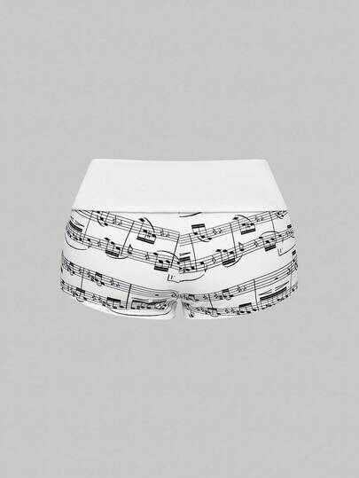 J-Fashion Short taille basse femme imprimé notes de musique vintage Y2K, automne/hiver