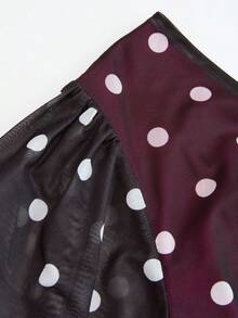 SHEIN Clasi Váy đuôi cá chấm bi đen trắng tay lửng cỡ lớn dành cho nữ - màu đen - Xem 4