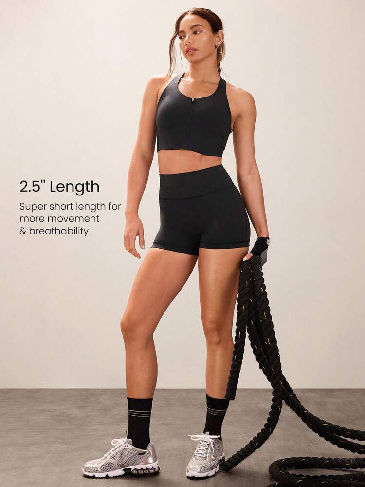 2.5" Powersculpt™ Cool Corset Quick Dry Shiny Biker Shorts Non-Slip High-Impact Running Jogging Training Gym Workout