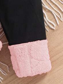 SHEIN Playful Pals Baby Girl Winter Casual Everyday Commute Cute Textured Fleece Hoodie And Pants Set Fall - Pink - View 4