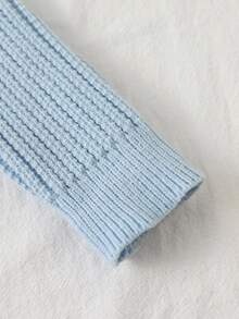 SHEIN 女宝宝公主风蝴蝶结针织套装秋冬圆领3D麻花毛衣+百褶裙两件套甜美可爱 - 淺藍色 - 查看 7