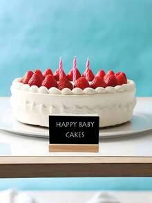 SHEIN 1/5/10pcs-迷你黑板标牌带支架，带支架座位卡，用于桌面装饰的小黑板，婚礼，生日派对，桌号，食品标签，留言板标志和活动装饰，餐厅食品展示，留言板，小型企业，婚礼，宴会，咖啡店，开放式酒吧标志带支架情人节装饰黑板装饰家庭聚会酒店酒吧书写板双面黑板留言板圣诞节 - 黑色 - 查看 3