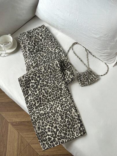 Elamini Vaqueros de pierna recta con lavado vintage de camuflaje, casuales y para uso diario