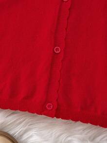 SHEIN Infant/Toddler Girls' Fashionable Cute Button-Front Long Sleeve Cardigan Fall Winter