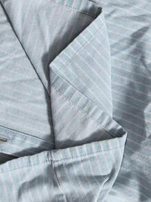 Manfinity Homme Men's Autumn Vertical Striped Denim Casual Loose Long Sleeve Shirt Men Striped Shirt - Light Wash - View 3