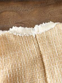 SHEIN Elladie kids 2pcs/Set Baby Girls' Autumn/Winter Back To School Outfit, 3 Months - 3 Years Old, Featuring: Khaki Dress With Multi-Layer Frill Tulle, And Ribbed High Neck Long Sleeve Sweater Top Fall - Khaki - View 7