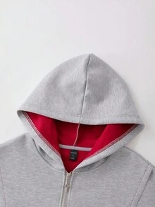 ROMWE MEN Casual Men's Patchwork Contrast Color Sweatshirt, Retro Street Style, Fall, Long Sleeve Top - Grey - View 3