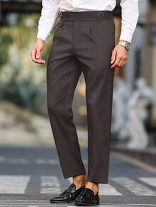 Calvornis 男士休闲/商务斜口袋西装裤，秋季 - 鏽棕色 - 查看 6