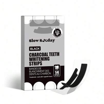 Slow Sunday Charcoal Teeth Whitening Strips, Mint, Charcoal, Get Rid Of  Smoke Stains, Coffee Stains, Tea Stains, Keep Your Mouth Clean And White, Good Choice For Wedding, Vacation, Beach, Travel Essentials, Suitable For Summer Oral Care
