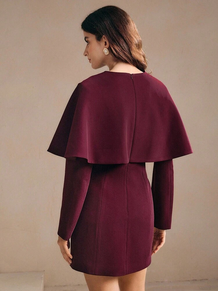 New Autumn/Winter Hooded Cinched Waist Dress, Elegant, Formal, Party, Chic, Suitable For New Year, Christmas, Work, Graduation, Wedding