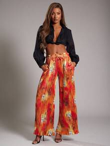 NYA SZN 裤脚高腰流苏荷叶边细节褶皱飘逸特殊场合活动早午餐商务休闲办公室返校秋冬适合女性通勤装 - 彩色 - 查看 4