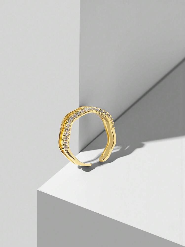 18K GOLD PLATED DOUBLE LAYER WAVE RING