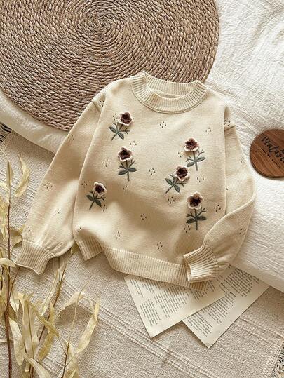 Vintaside Kids بلوزة رياضية أنيقة مطرزة بالزهور للبنات