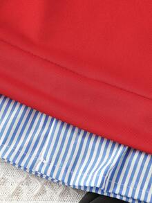 2 件套男童/幼儿男童休闲、时尚、可爱的学院风服装，适合外出、派对、上学、春/秋/冬 - 紅色 - 查看 4