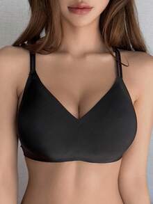 DAZY 1pc Wireless Criss-Cross Back Minimalist Lift Bra For Women Lingerie For Women - Black - View 6