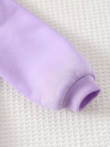 Cozy Pixies Baby Girl 3D Letter Pattern Round Neck Drop Shoulder Sweatshirt, Versatile & Comfortable Fall Winter - Purple - View 5