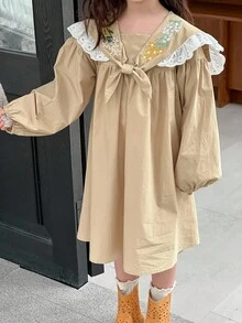 Dazy Kids Rochie casual pentru fete tinere, toamnă - Kaki - Vizualizare 5