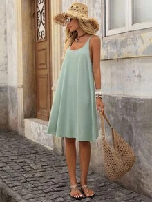 Brillora 纯色度假风格针织宽松后背拼布蕾丝吊带背心女式夏装