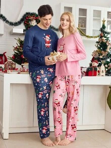 FamilyFrolics 汉堡汽水印花长袖上衣和裤子男士睡衣套装，时尚秋冬服装，圣诞节礼物 - 彩色 - 查看 5