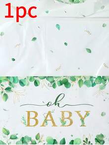 3 piezas 137*274CM/54*108IN Mantel desechable, mantel con estampado de hojas de eucalipto fresco, adecuado para fiestas temáticas y decoración diaria - Multicolor - Ver 5