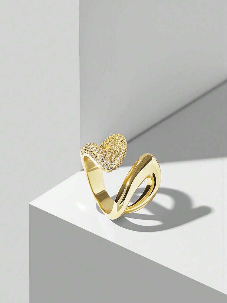 18K GOLD PLATED ZIRCONIA GEOMETRIC RING