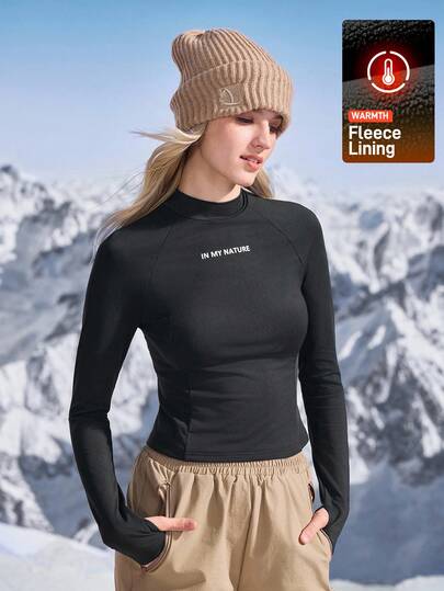 In My Nature 女式标语印花插肩长袖休闲百搭瑜伽户外T恤