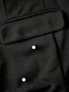 SHEIN MOD 大码珍珠装饰长袖上衣和喇叭裤两件套西装 - 黑色 - 查看 3