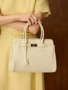 MOTF PREMIUM Women's Buckle Design Large Capacity Tote Bag For Daily Commute - Beige - View 6