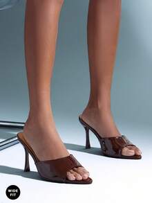 SHUZIA Women's Wide-Fit Point Toe Classic Heeled Sandals - Brown - View 2