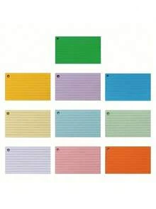 SHEIN 1000 Pezzi Chiluxendo Bristol Flash Cards, Schede A8 Perforate, Fogli di Tracciamento Flashcard, Schede di Revisione, con 10 Anelli di Rilegatura per Note di Studio a Scuola, in Ufficio e a Casa (10 Colori), Forniture Scolastiche, Ritorno a Scuola