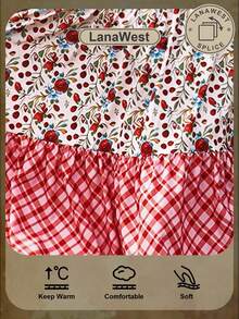 SHEIN LUNE Gaun Panjang Wanita Lengan Lentera Motif Patchwork - MultiWarna - View 2