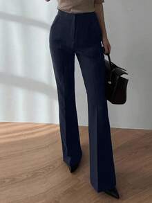 DAZY Women's Slimming Flare Leg Pants Women Dress Pants - Navy Blue - View 5