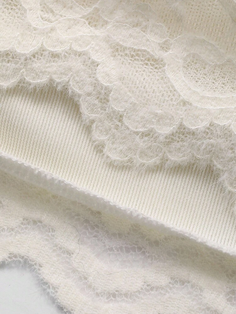 Sexy V-Neck Hollow Out Long Sleeve Lace Blouse, Slim Fit Undershirt For Women, Autumn/Winter